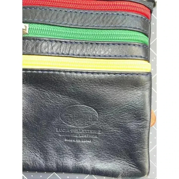 Red Gold Green Rasta Crossbody Bag with Multi-Zipper Design - Picture 3 of 8